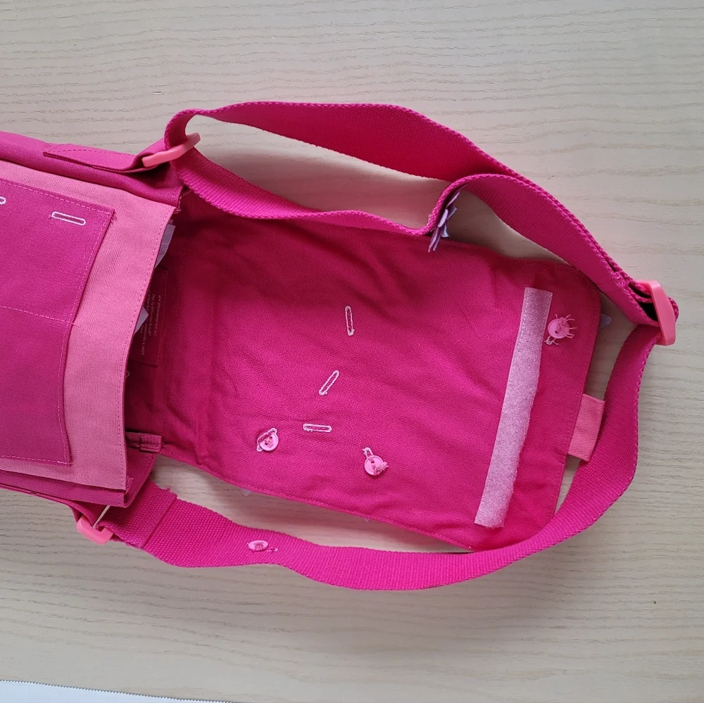 American Girl Pink Cotton Felt Bloom Buttons Adjustable Strap Crossbody Bag